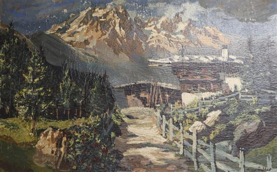 A. Van Gelder, oil on canvas, alpine landscape, 50 x 80cm